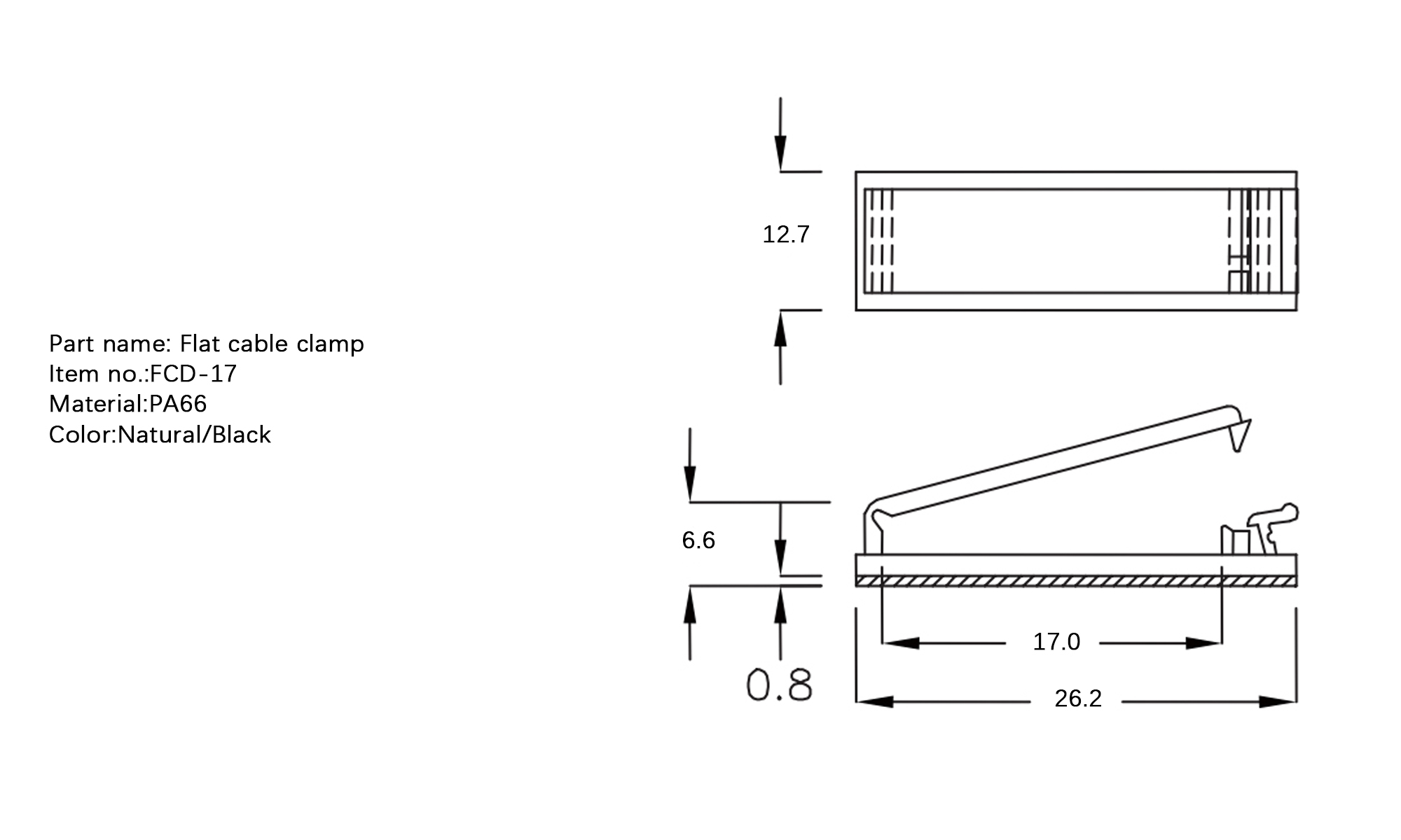 Plastic Flat Cable Clamp FCD-17